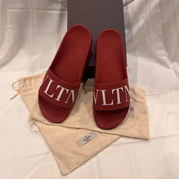Valentino Red Slide Sandals - Picture 1 of 5